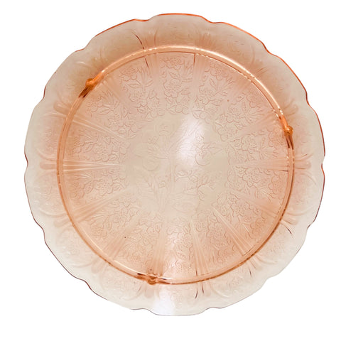Vintage Cherry Blossom Cake Depression Glass Glass Serving Plate