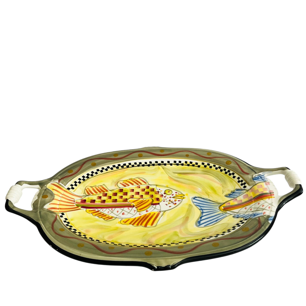 Antica Fornace Ceramiche Da Tavola Large Platter Fish Design Made in Italy