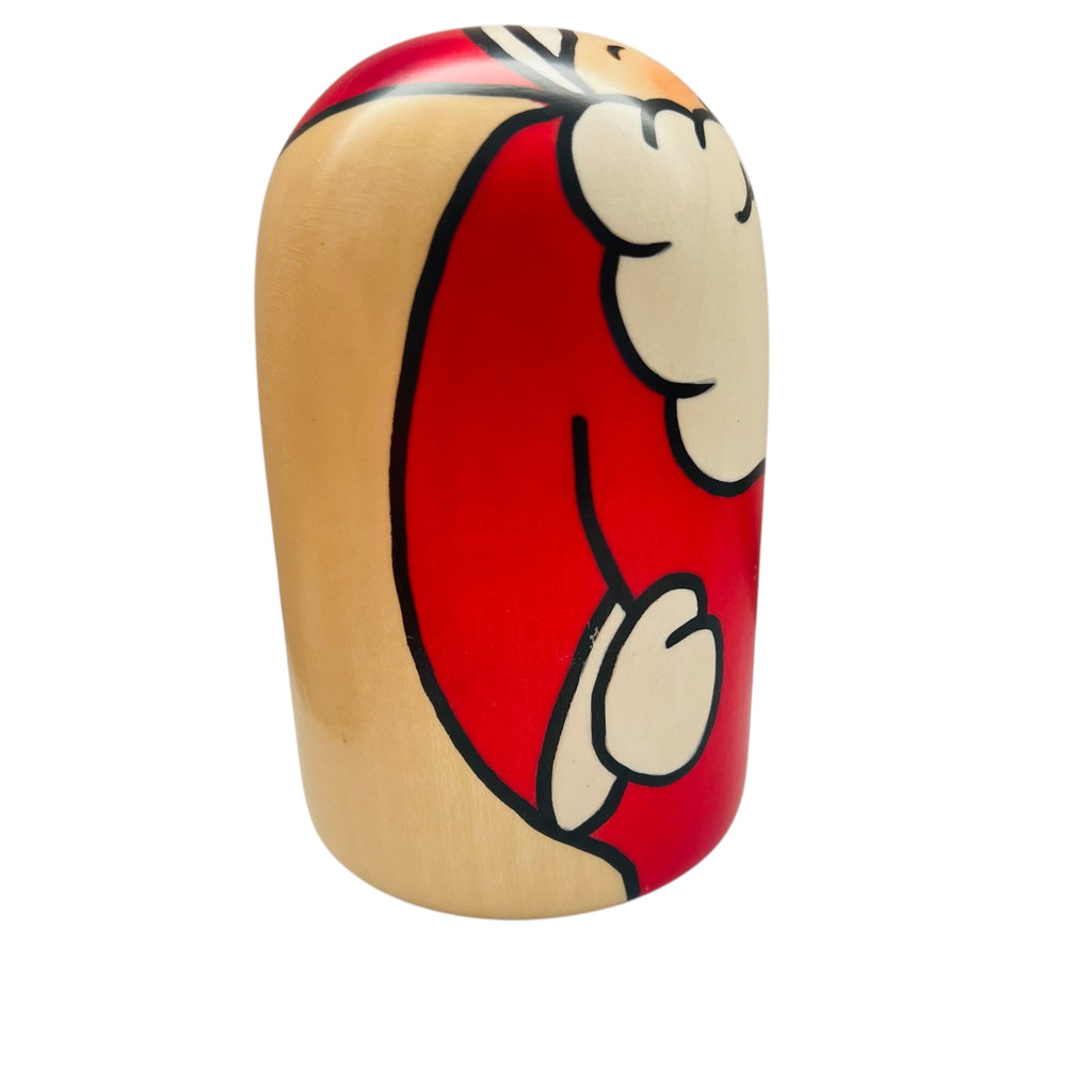 Vintage Usaburo Sakura Japanese Kokeshi Wood Santa Doll Music Box