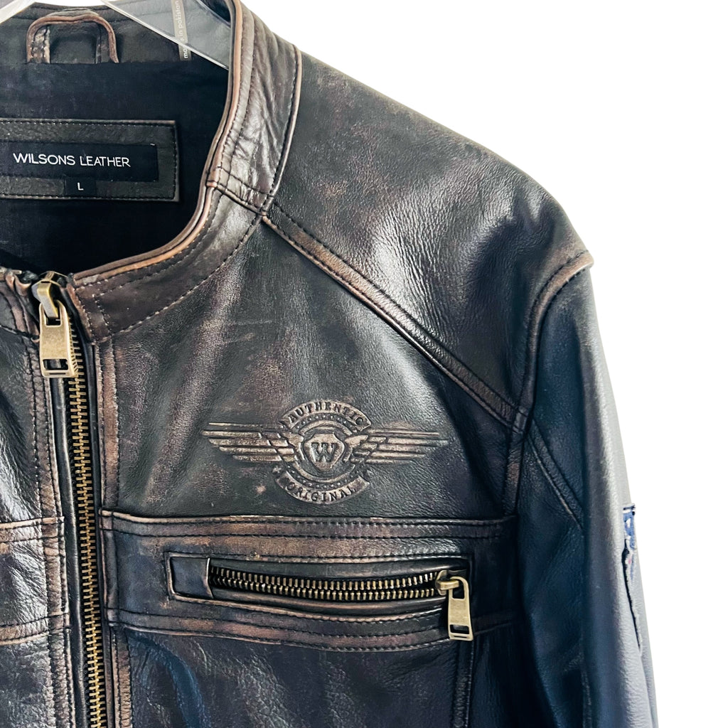 Vintage Wilsons LeatherDark Brown Motorcycle Jacket