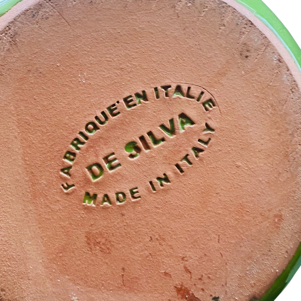 Vintage De Silva Terracotta Rustic Double Handle Green Pot with Lid