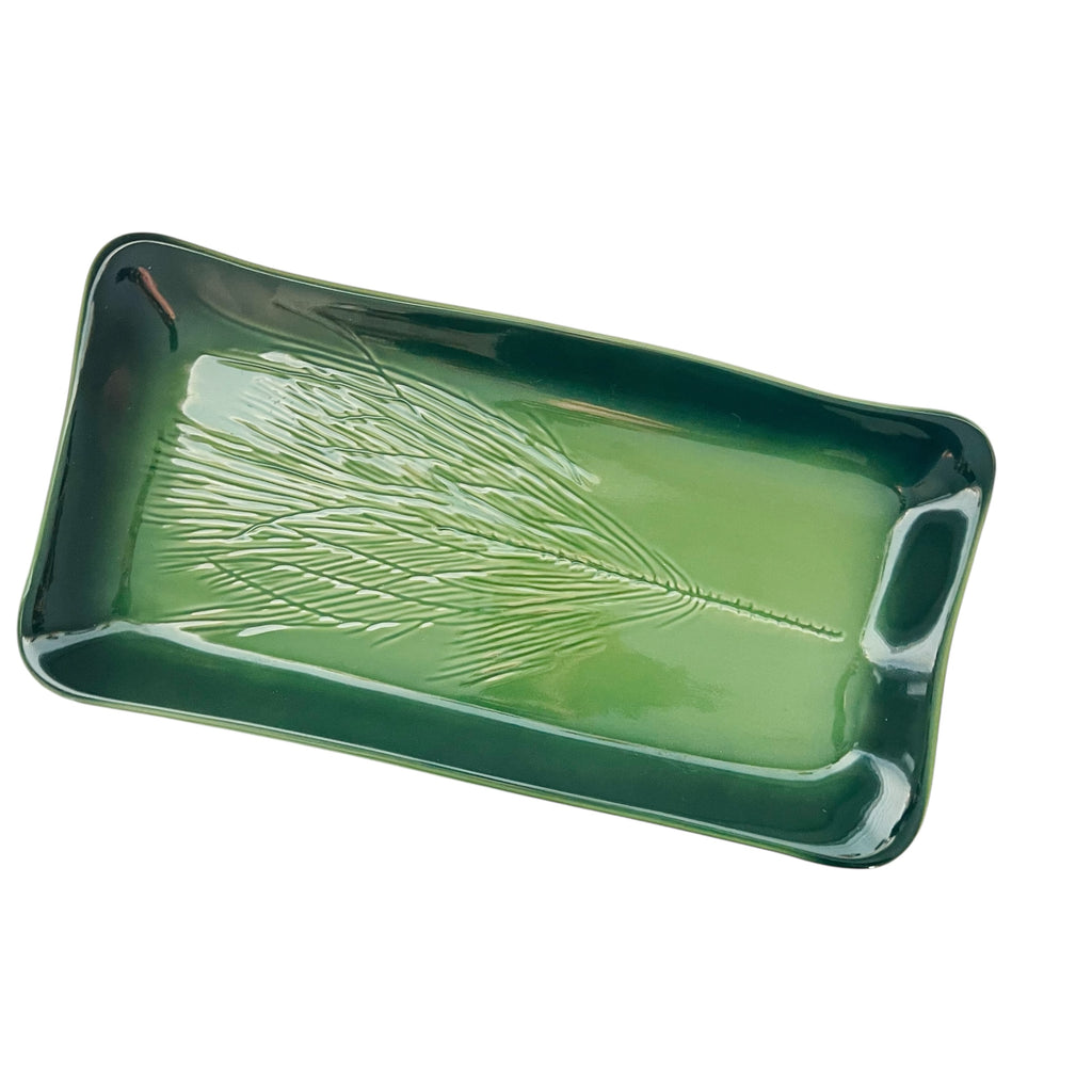 Kay Wayne Signed Studio Art Pottery Pine Needle Branch Serving Platter