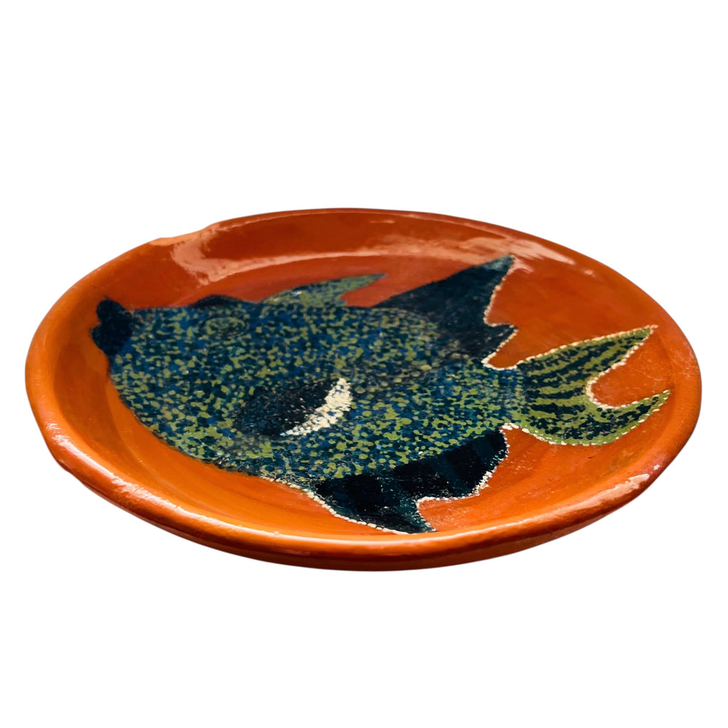 Vintage Handmade Signed Pottery Fish Plate