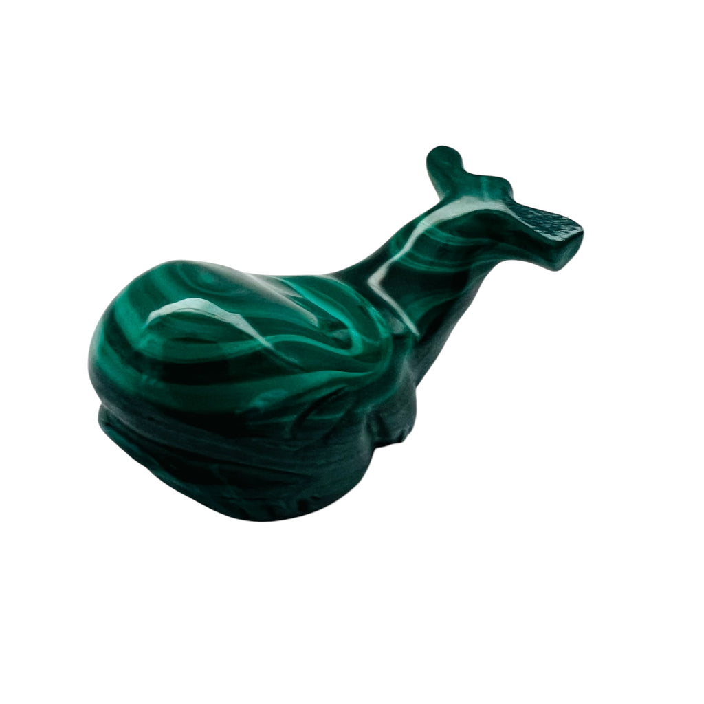 Carved Malachite Whale Figurine Made in Zaire