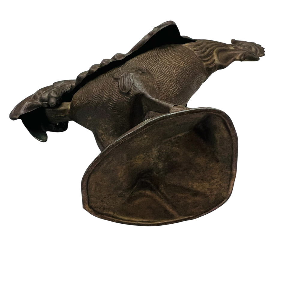 Vintage Brass Metal Rooster Hinged Trinket Ashtray