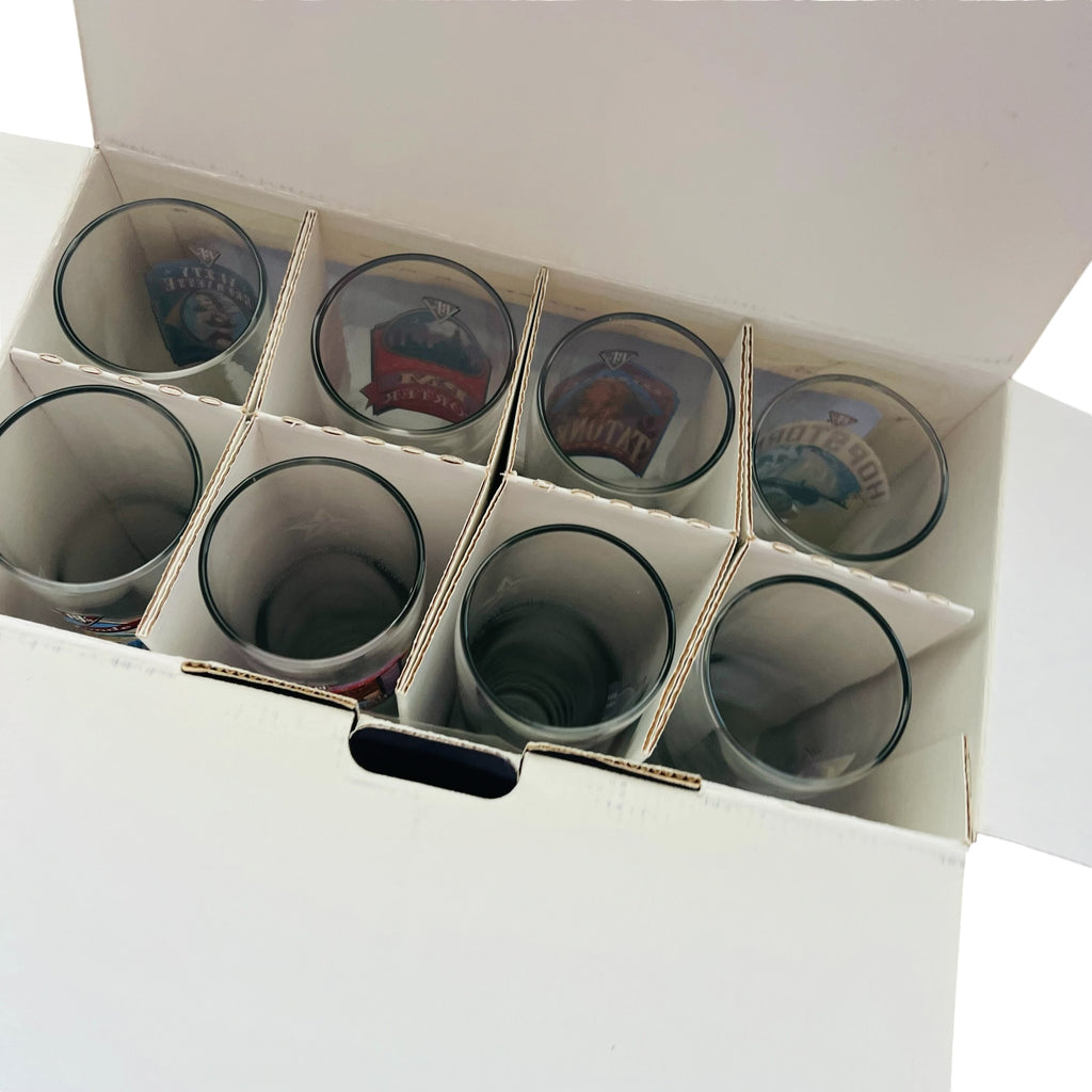 BJ’s General Manager Set of 8 Clear Glass Pint Glasses with Colorful Brewery