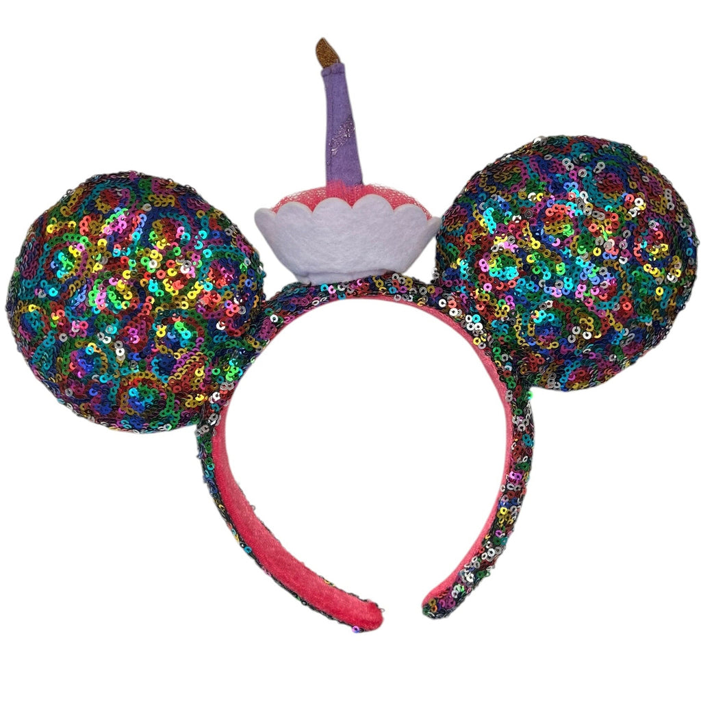 Disney Parks Minnie Mouse Happy Birthday Cake Sequin Ears Headband