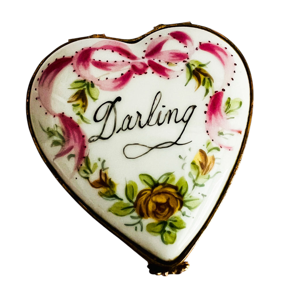 Limoges France Heart Shaped Darling Trinket Box