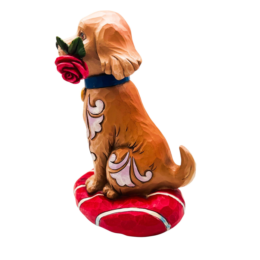Jim Shore Heartwood Creek "Puppy Love" Puppy with Red Rose In Mouth Figurine