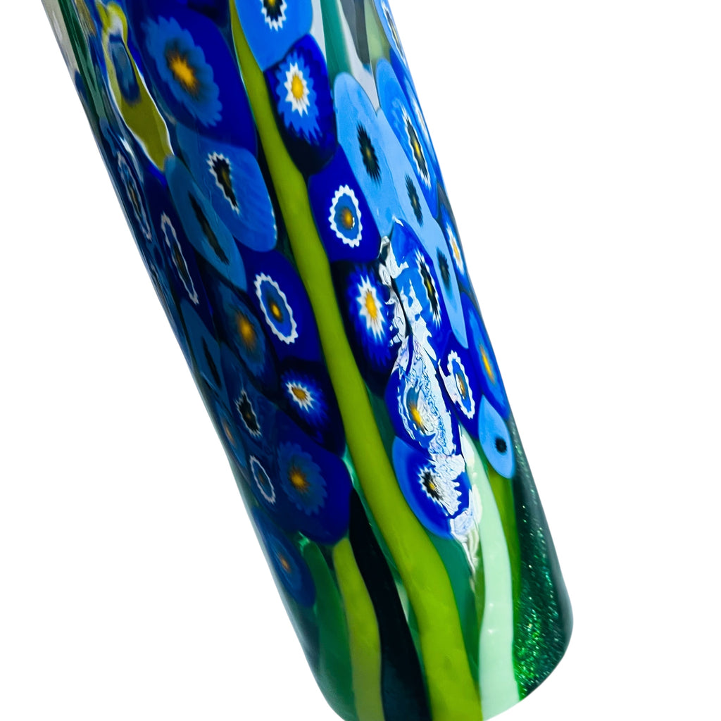 Mad Art Clear Blue Flower Cylinder Signed Vase