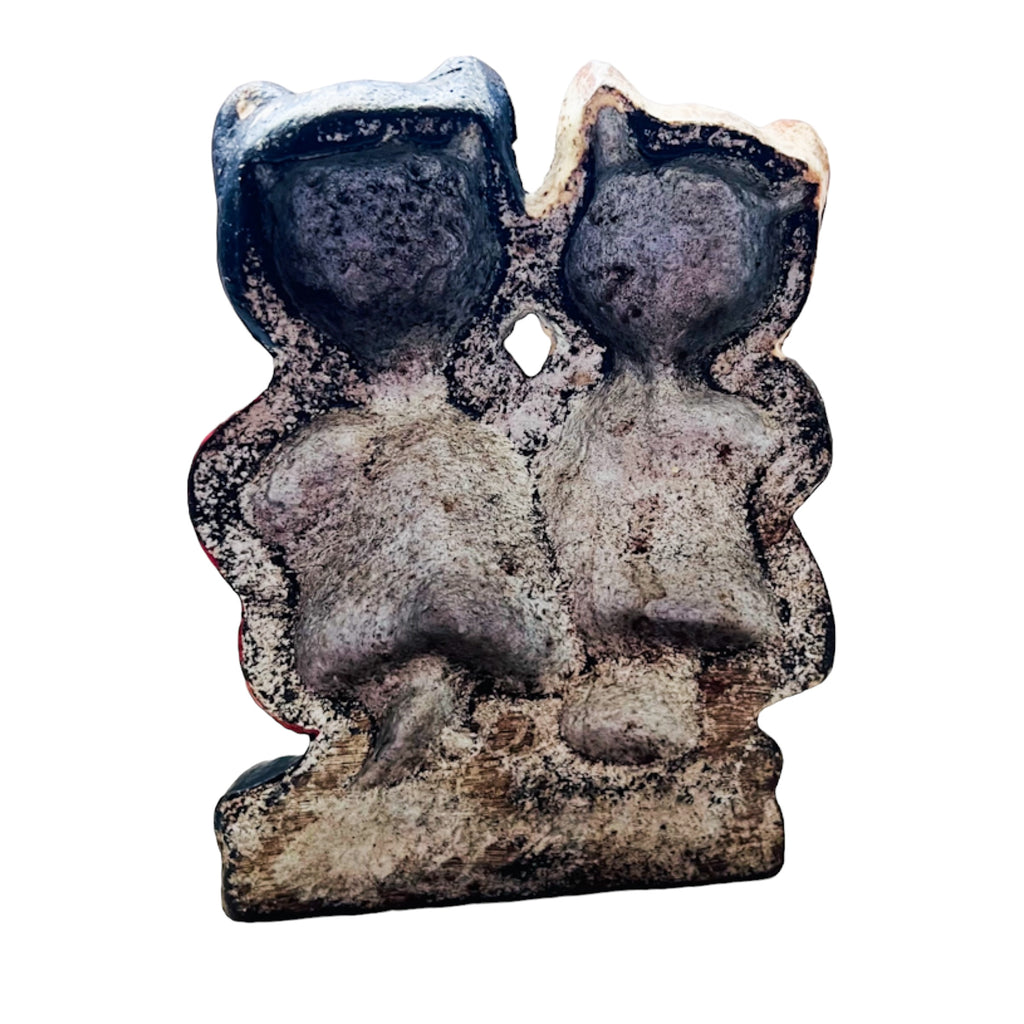 Antique Twin Cat Kittens Cast Iron Doorstop