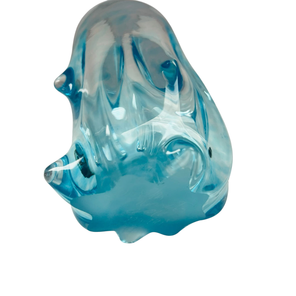 Vintage Art Glass Turquoise Aqua Blue Knobbly Vase