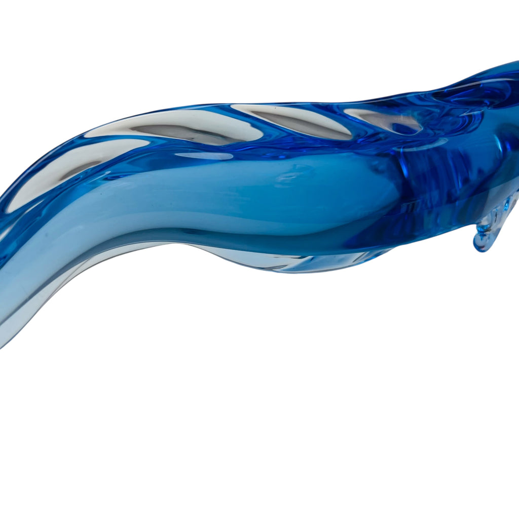 Vintage Art Glass Blue Eel Sculpture