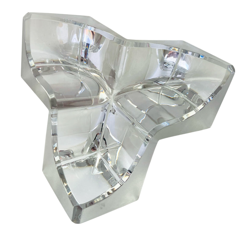 Daum Cube Three Section Cube Clear & Frosted Crystal Modern Sculpture