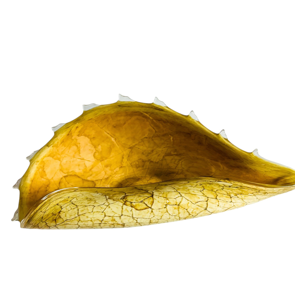 Vintage Hand Blown Art Glass Sea Shell Conch Centerpiece Bowl