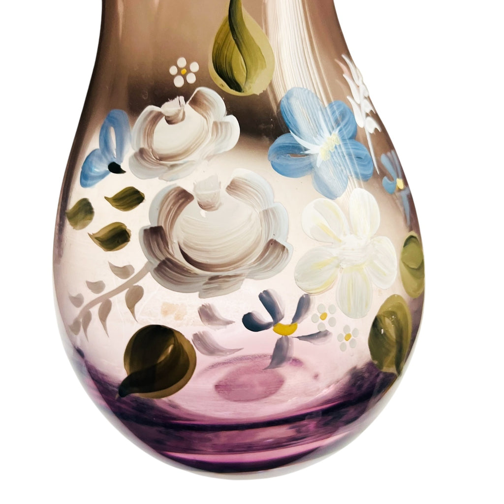 Fenton Teleflora Floral Hand Painted Ruffled Edge Vase