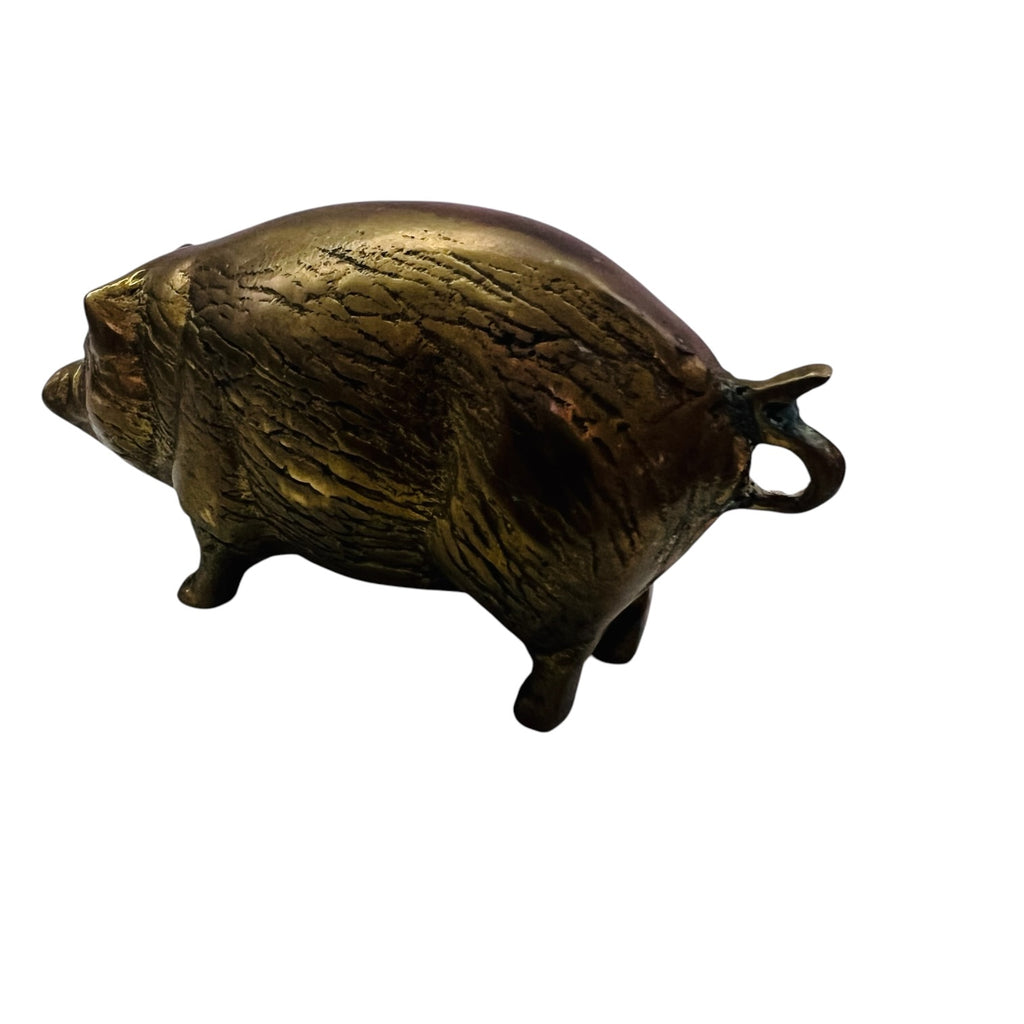 Vintage Solid Brass Pig Hog Patina Figure