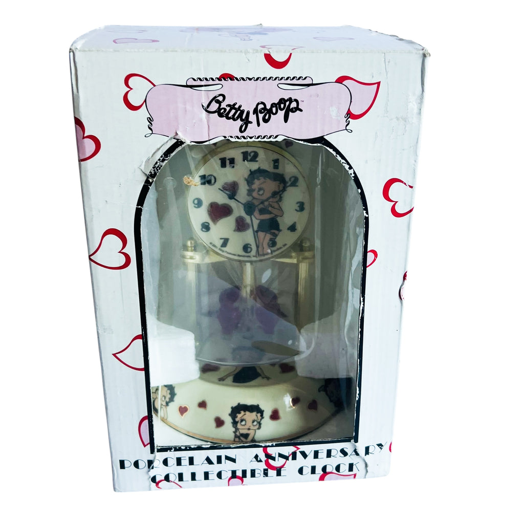 Betty Boop Anniversary Clock Vintage Porcelain With Glass Dome