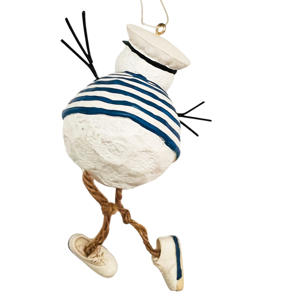 Snowman Sailor Dangling Legs Christmas Ornament