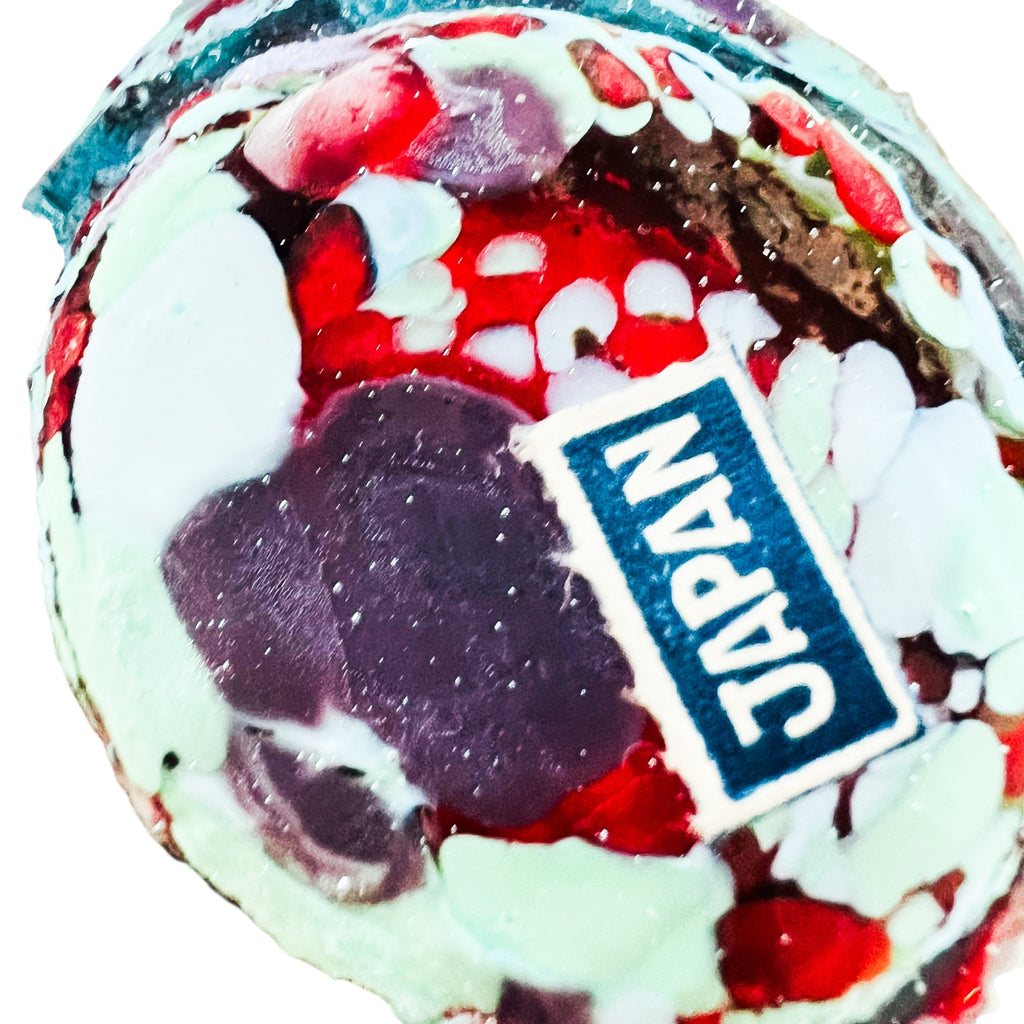 Vintage Art Glass Stretched Ruffle Splattered End Of Day JAPAN Vase