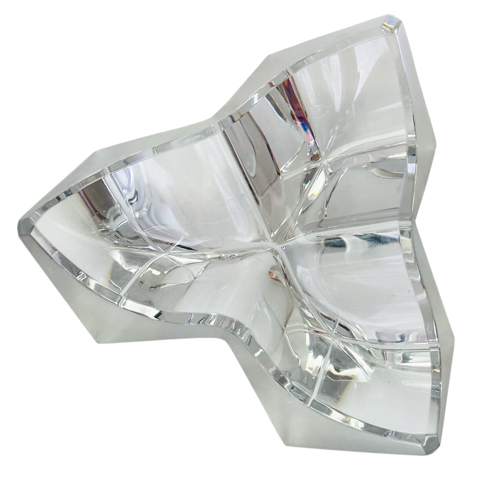 Daum Cube Three Section Cube Clear & Frosted Crystal Modern Sculpture