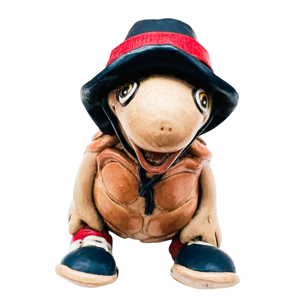 Vintage Hand Painted Quirky Turtle Figurine with Hat