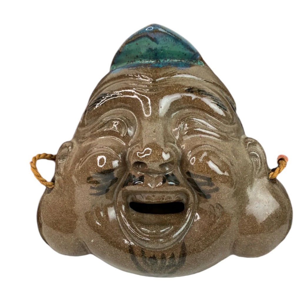 Shirokiya Mask Japanese Ceramic Face Mask On Wood Hanging Japan