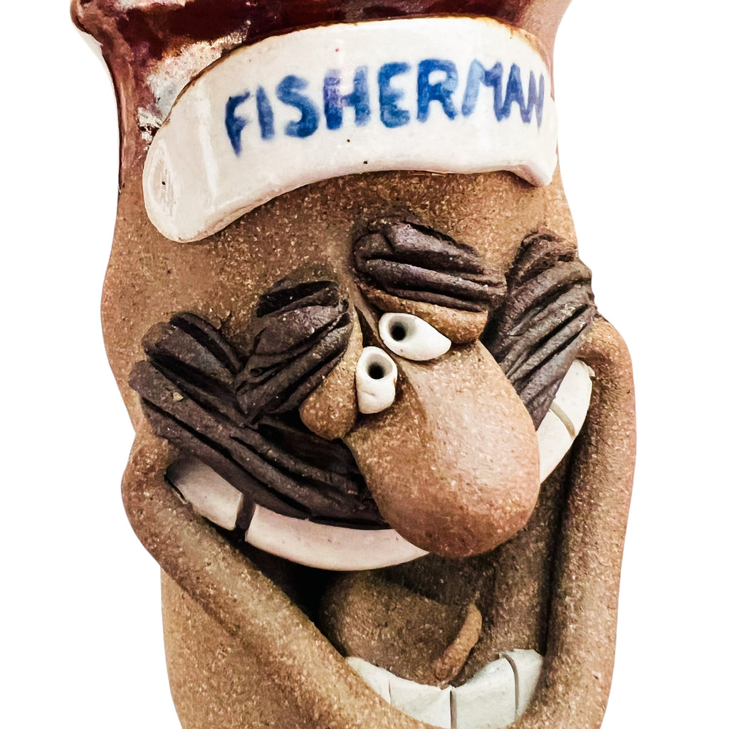 Vintage Mark Hines Ugly Funny Face Fisherman Pottery Art Stoneware Mug