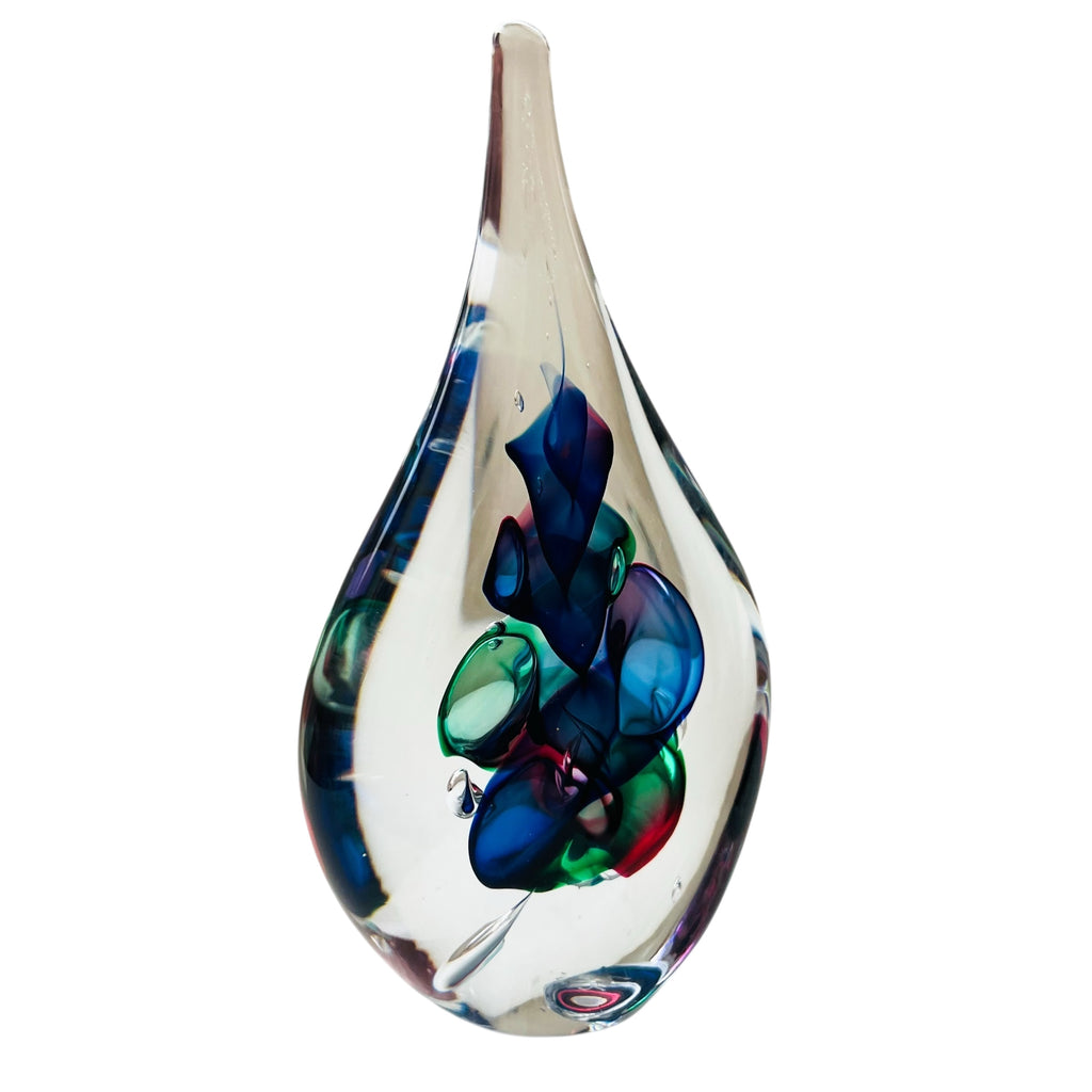Marian Pyrcak MP Crystal Art Glass Tear Drop Paperweight