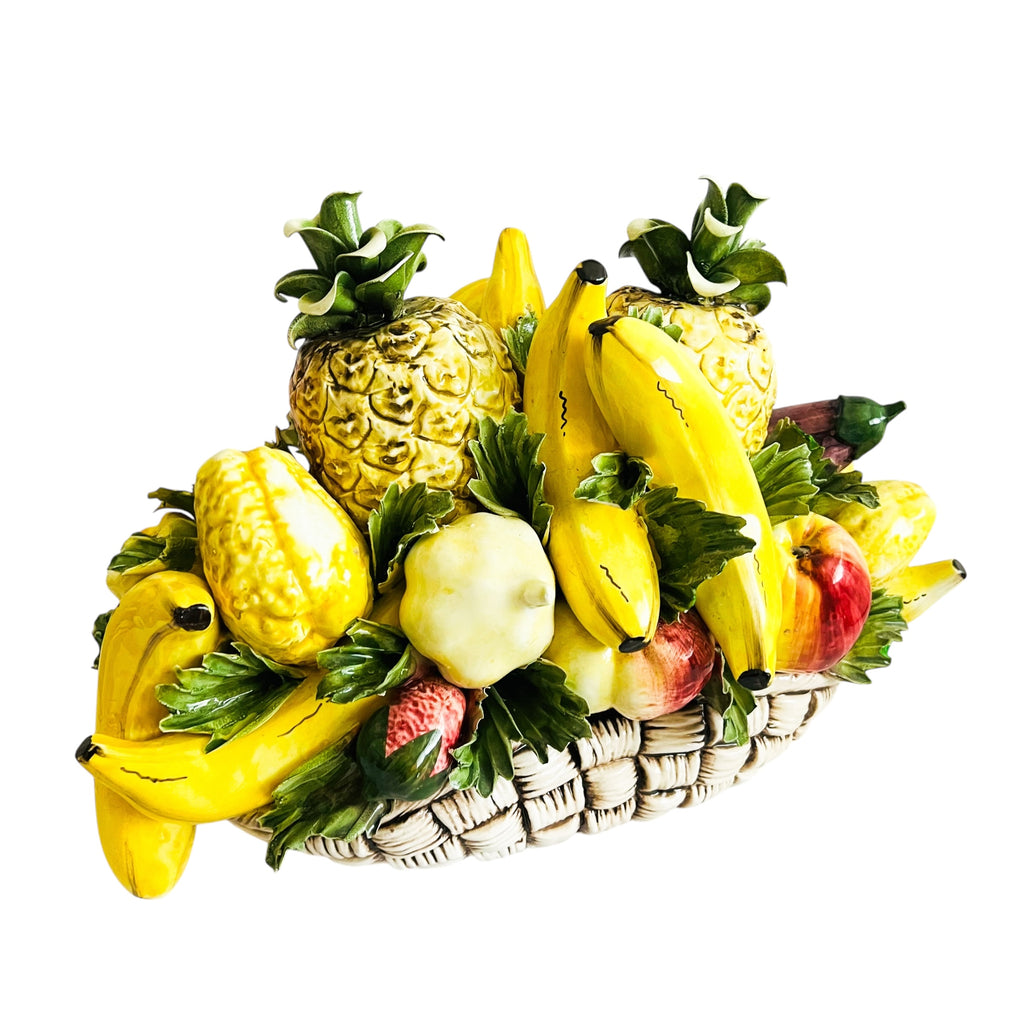 Vintage Capodimonte Italian Ceramic Fruit Basket Decor