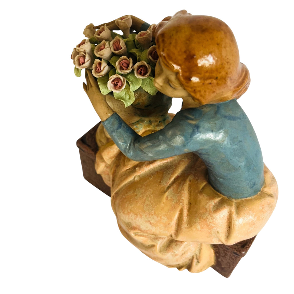 NADAL Handcrafted Porcelain Girl With Flowers Figurine