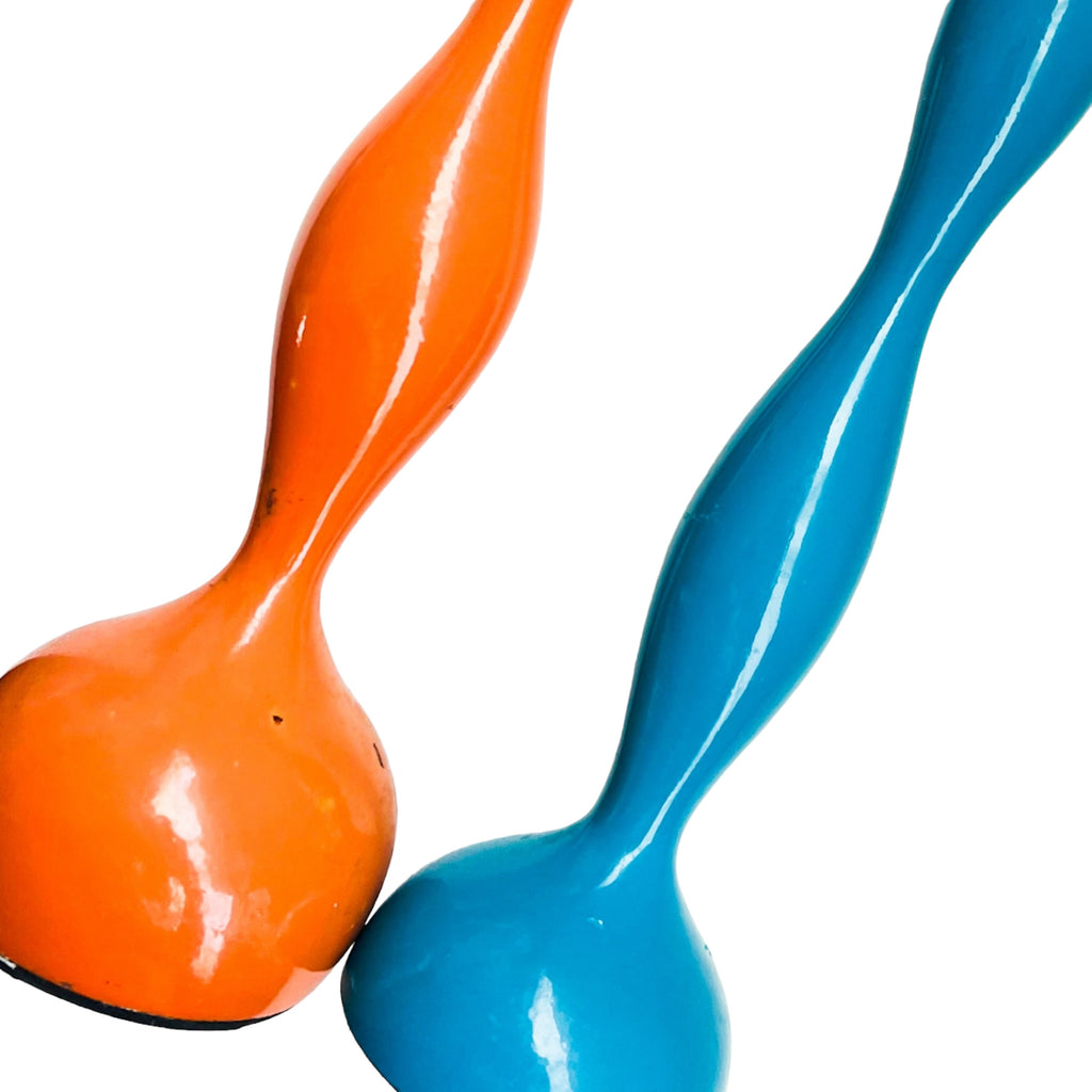 Chiasso Exclusive Orange Turquoise Metal Bubble Candlesticks