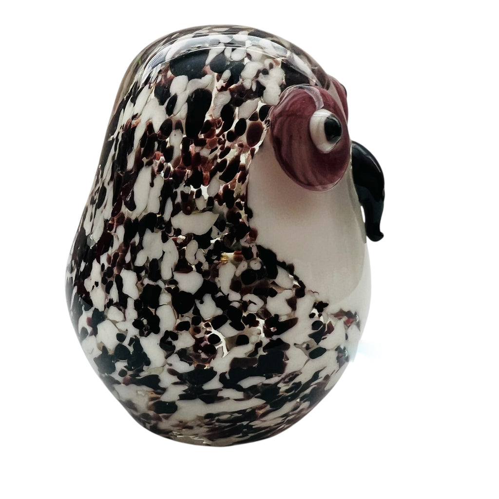 Vintage Murano Speckled Glass Owl Paperweight Figurine