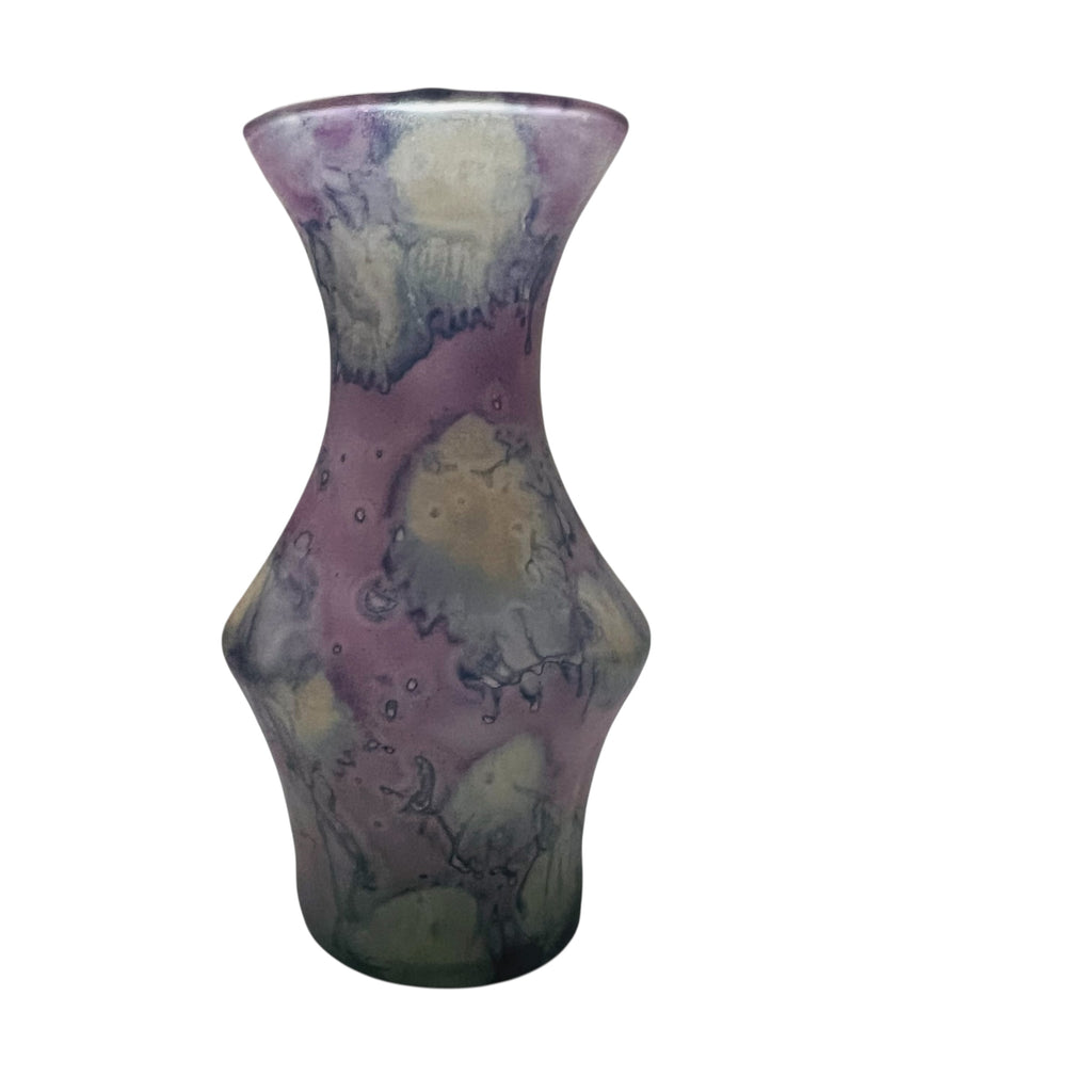 Vintage Hand Painted Art Glass Watercolor Vase