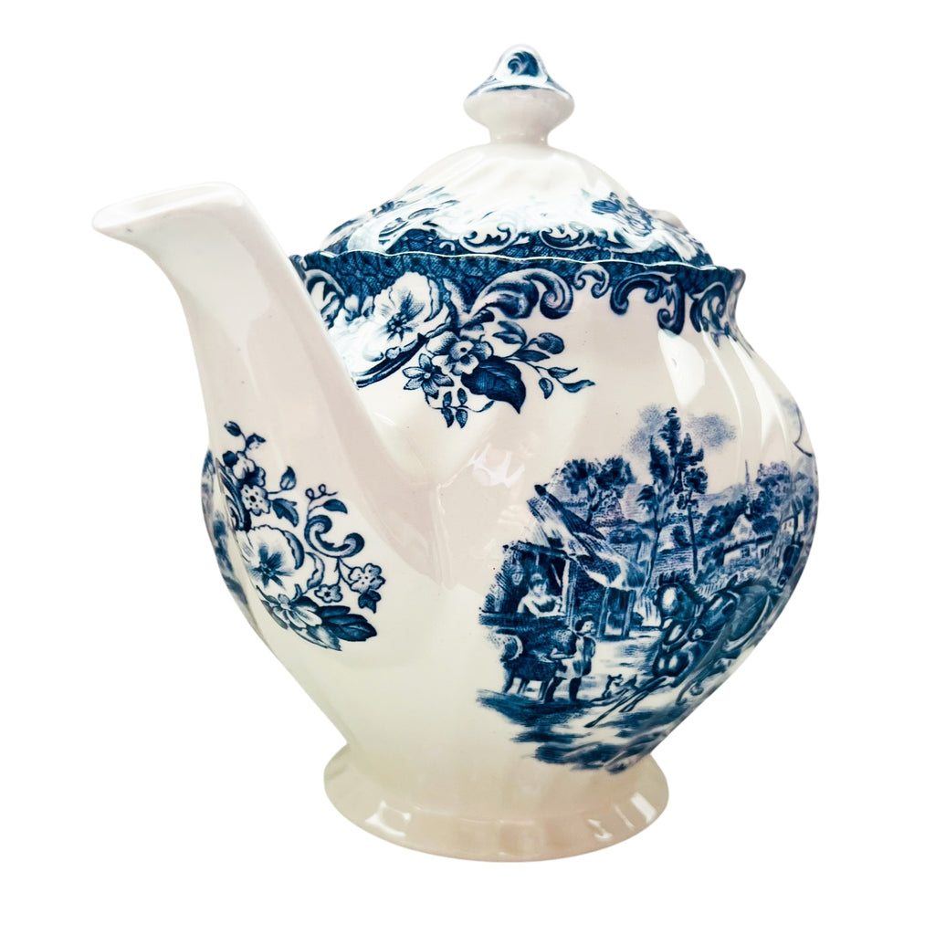 Johnson Brothers Coaching Scenes Blue England Teapot & Lid