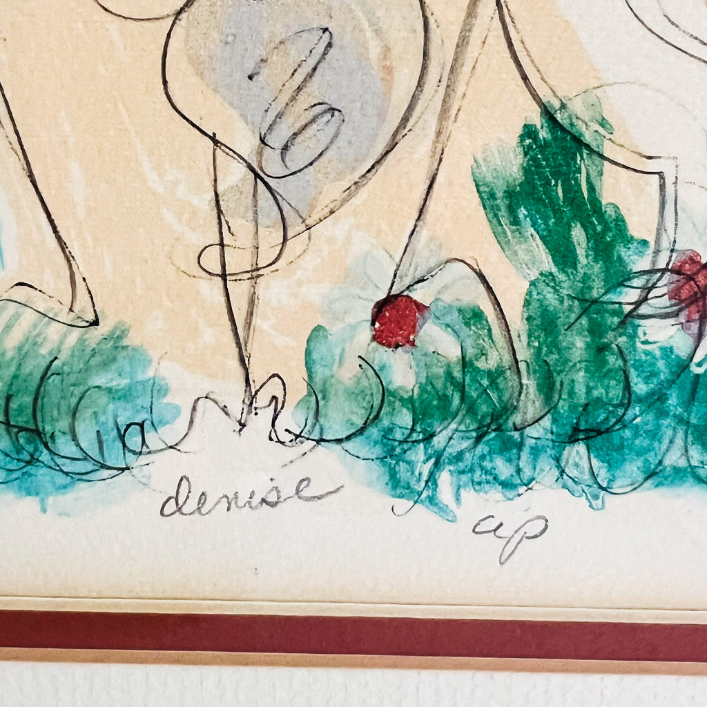 Artist Signed Abstract Dog Framed Art