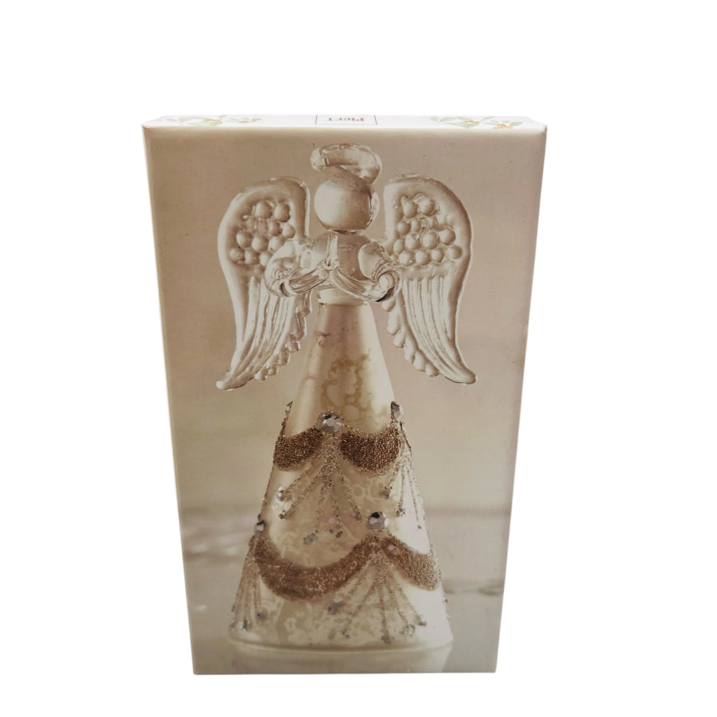 Vintage Pier 1 Glittery Glass Angel Collectible Holiday Christmas Figurine