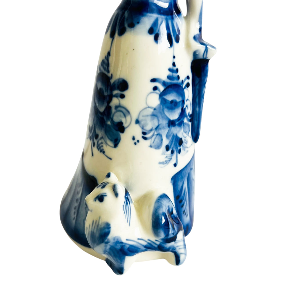 Vintage Victorian Lady with dog Hand Painted Porcelain Figurine