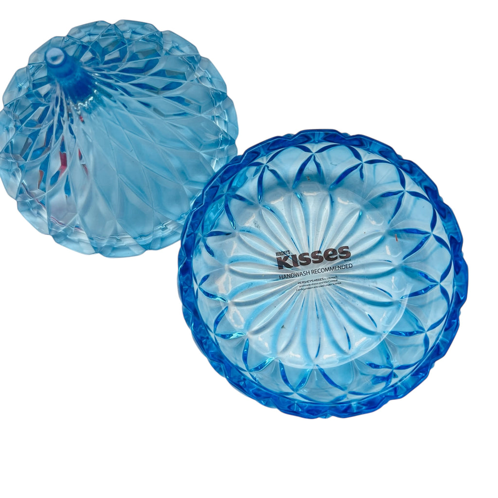 Hershey's Kisses Blue Glass Candy Dish Decorative with Lid
