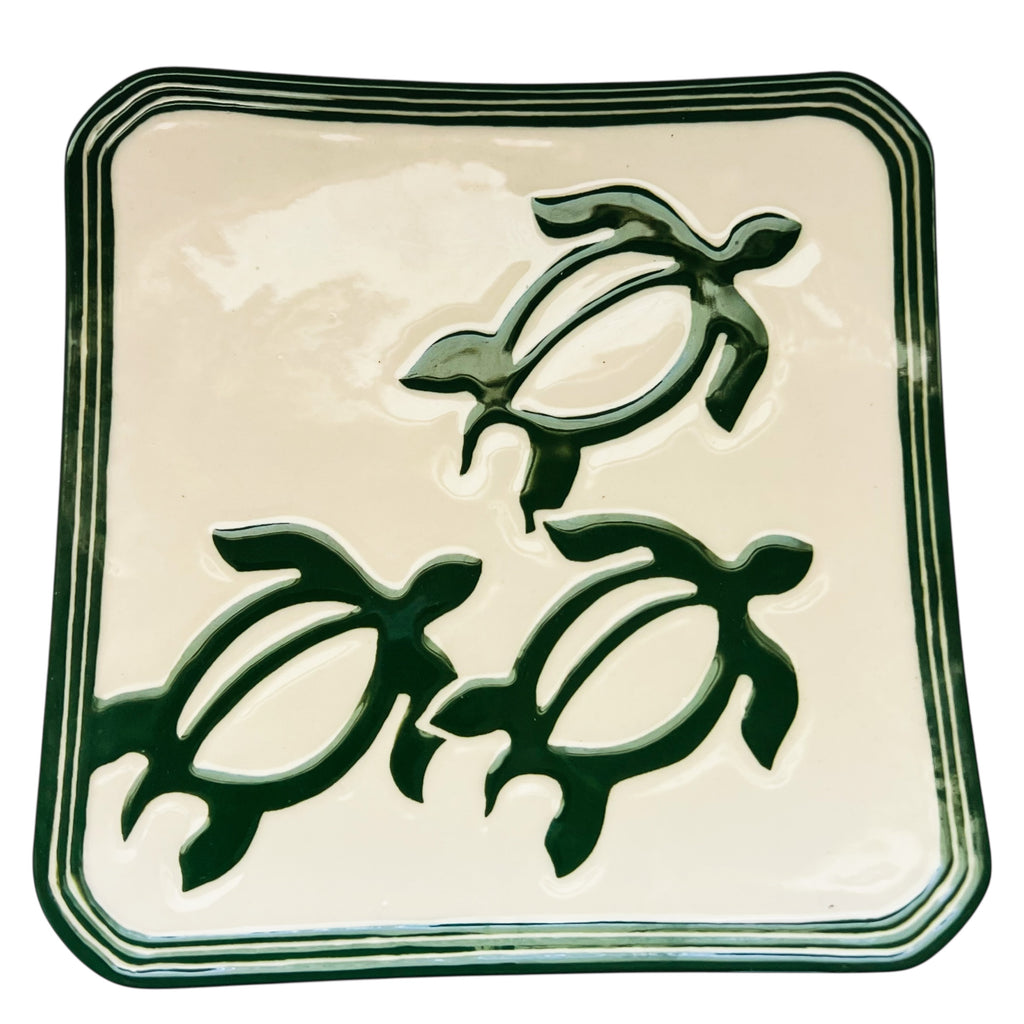 Lee Ceramics Hawaii Honu Green Sea Turtle Square Plate