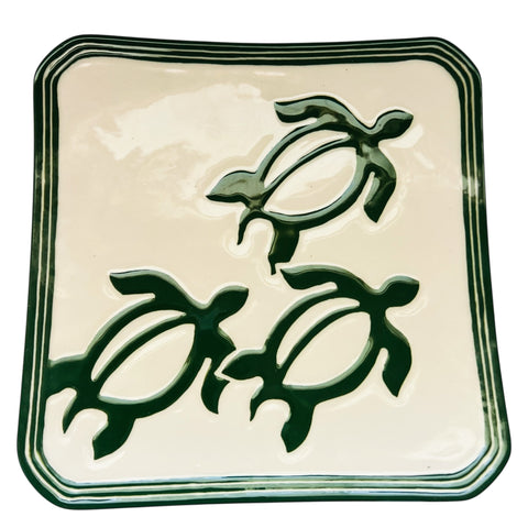 Lee Ceramics Hawaii Honu Green Sea Turtle Square Plate