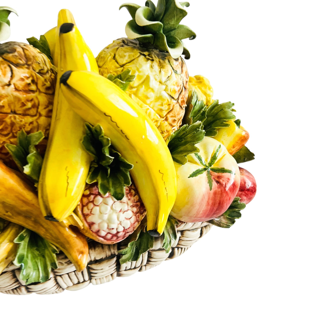 Vintage Capodimonte Italian Ceramic Fruit Basket Decor