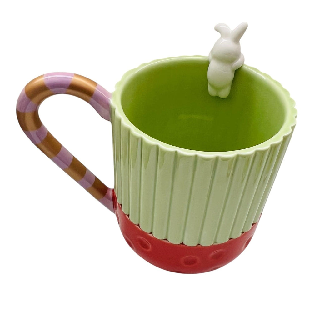 Starbucks Holiday Ceramic Bunny Mug w/ Candy Cane Handle