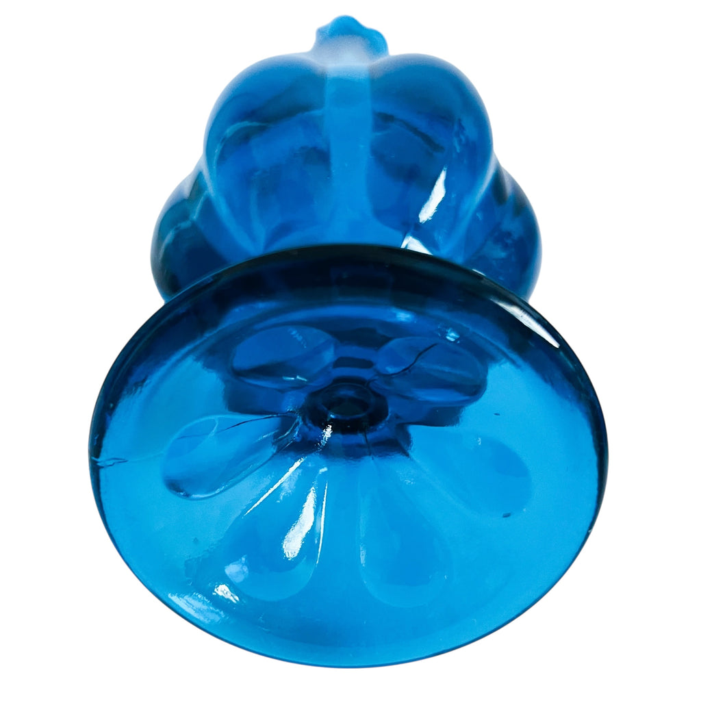 Vintage Viking Glass Blue Bluenique Footed Swung Vase