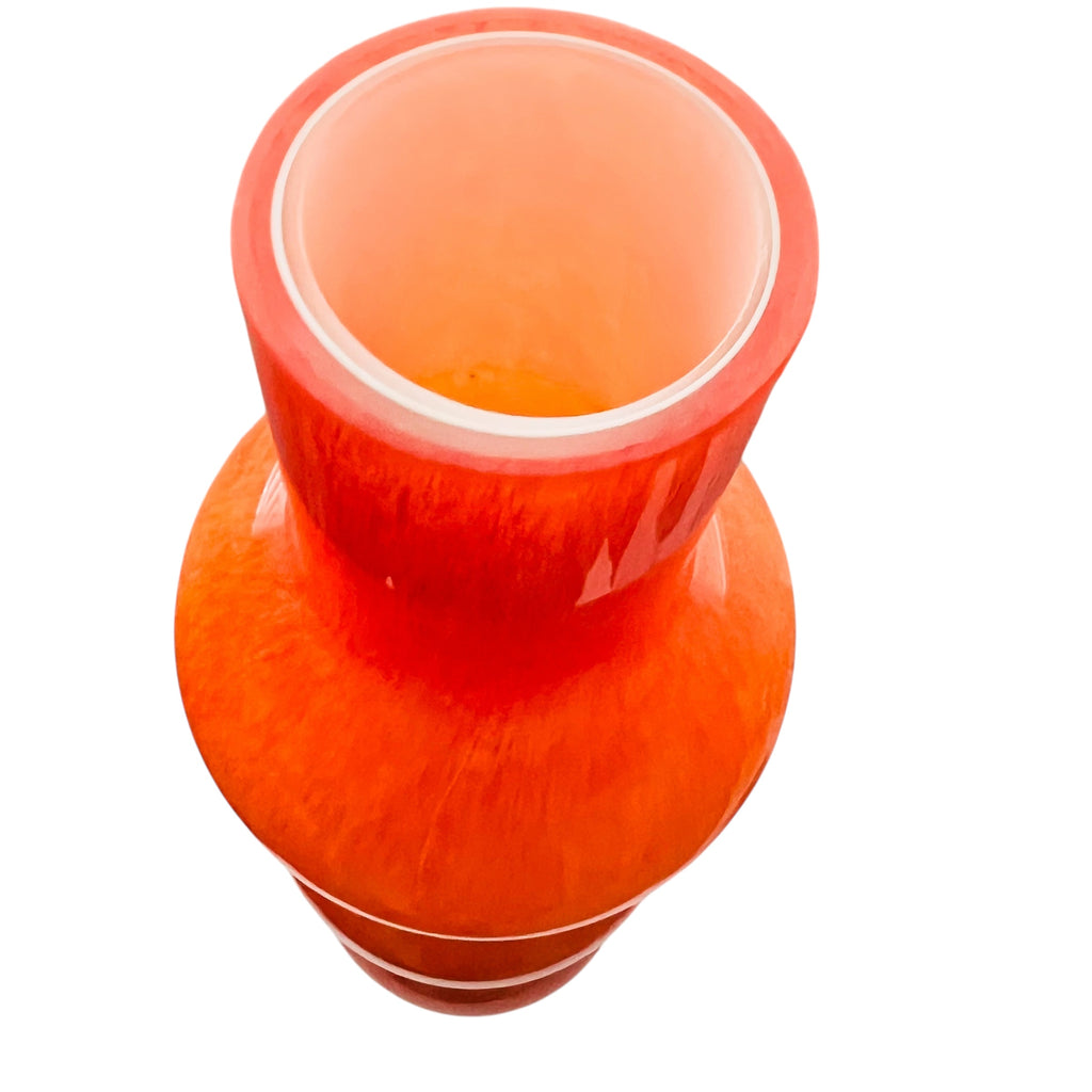 Modern Cased Bubble Orange Glass Vase