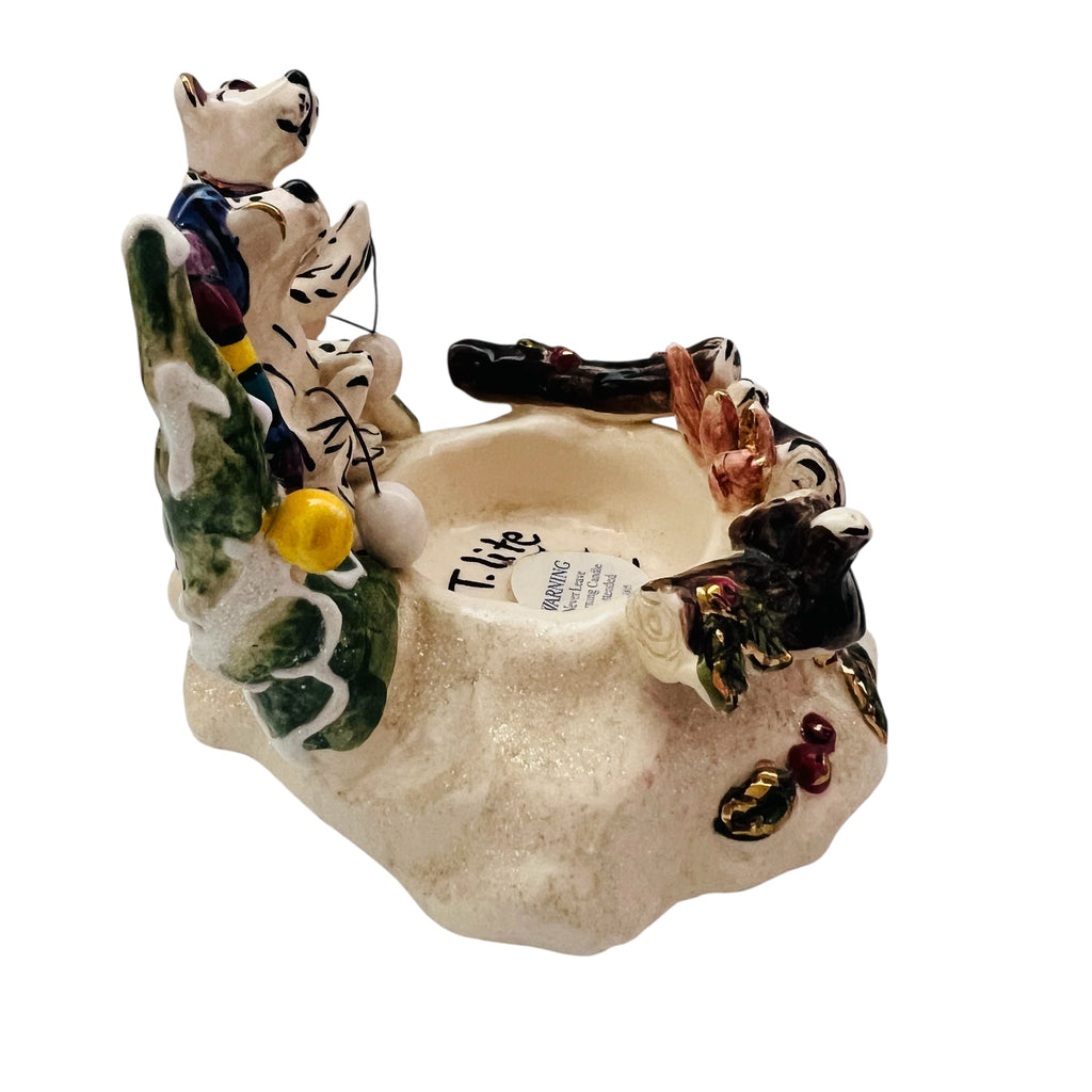 Vintage Blue Sky Heather Goldminc Tea Light Holder Bears Roasting Marshmallows