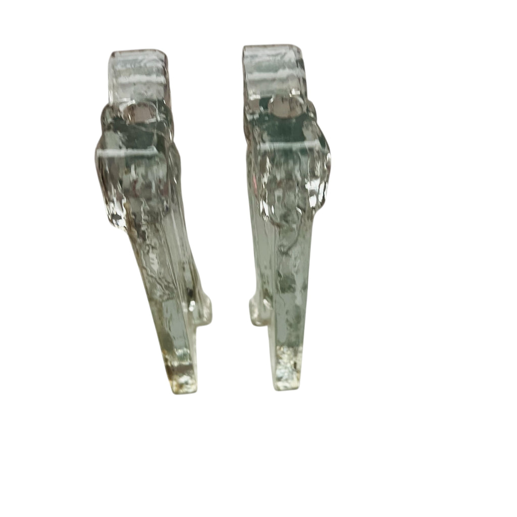 Twos Company Blown Glass Block Ribbon Bow Bud Vase-Pair