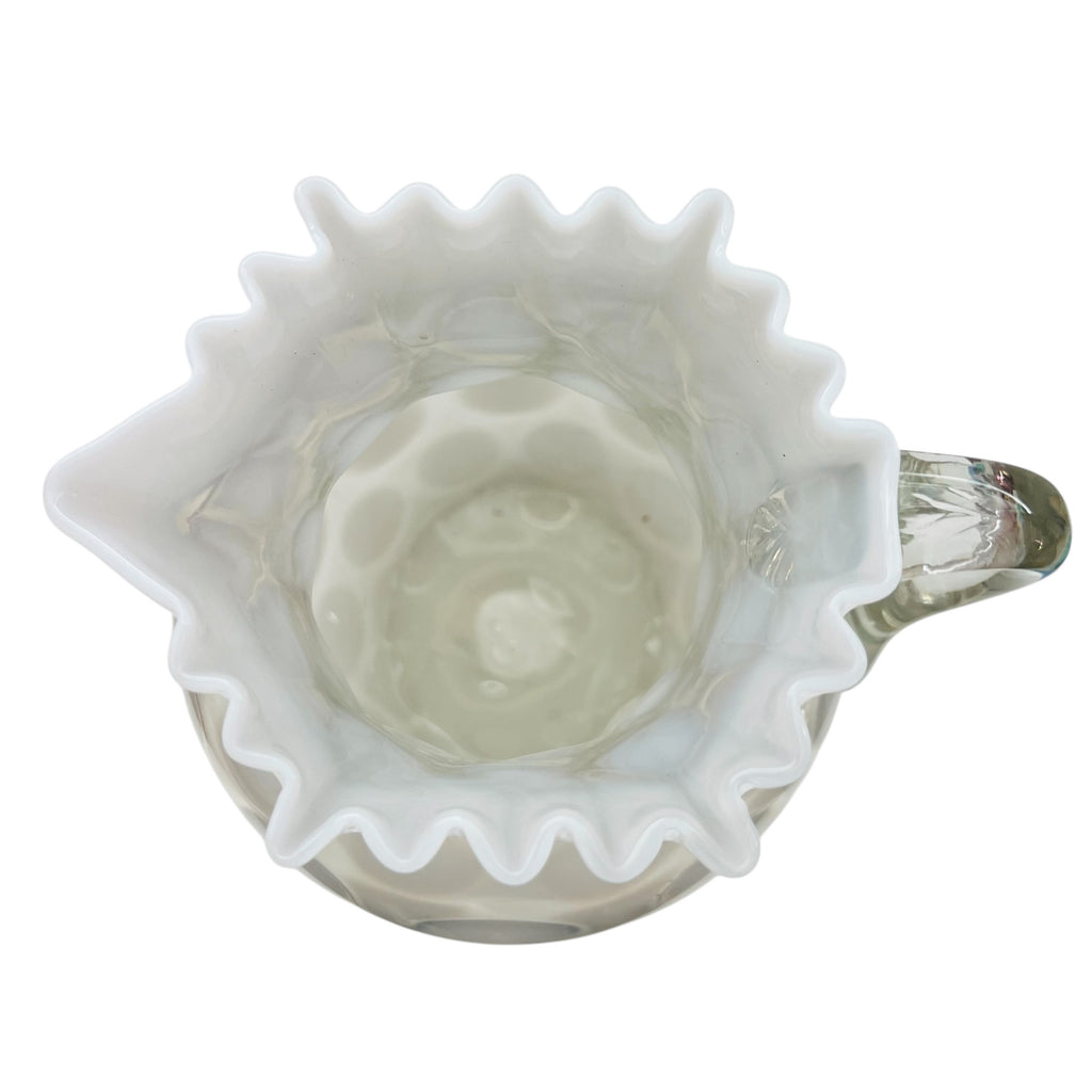 Vintage Fenton Art Glass Opalescent Large Dot Ruffled Pitcher