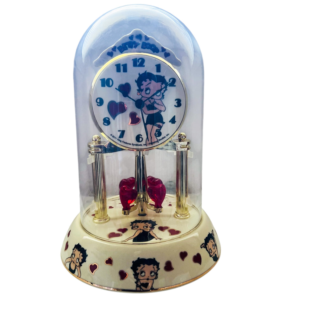 Betty Boop Anniversary Clock Vintage Porcelain With Glass Dome