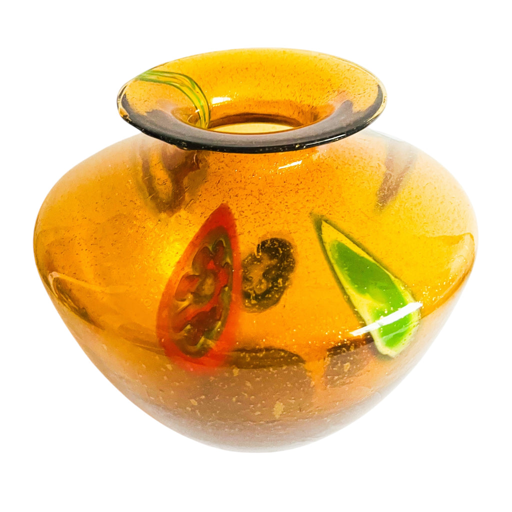 Vintage Maestri Vetrai Italy Amber Glass Art Vase